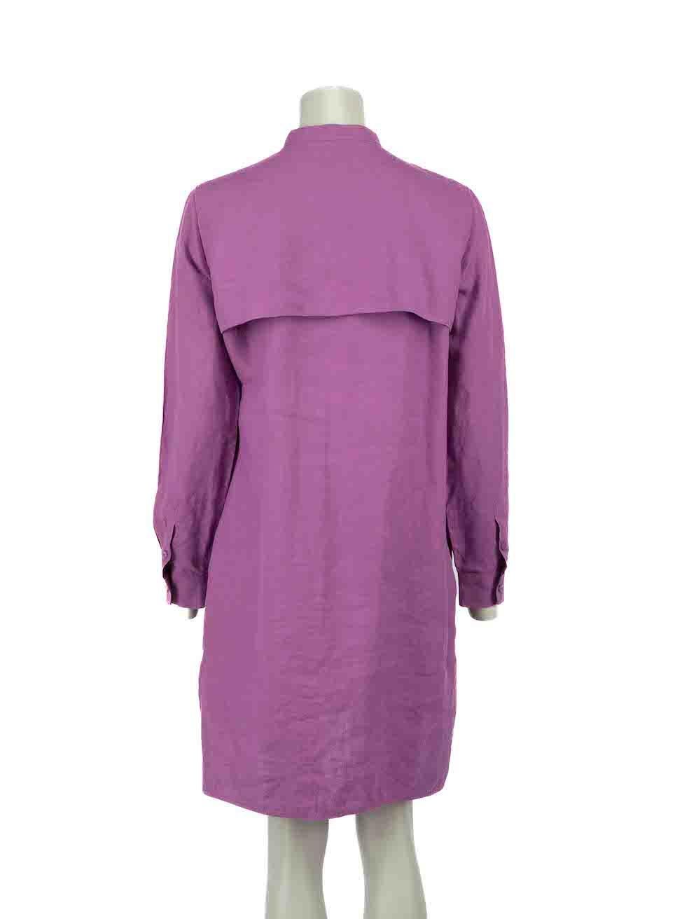Loro Piana Purple Placket Detail Shirt Dress Size L In Excellent Condition In London, GB