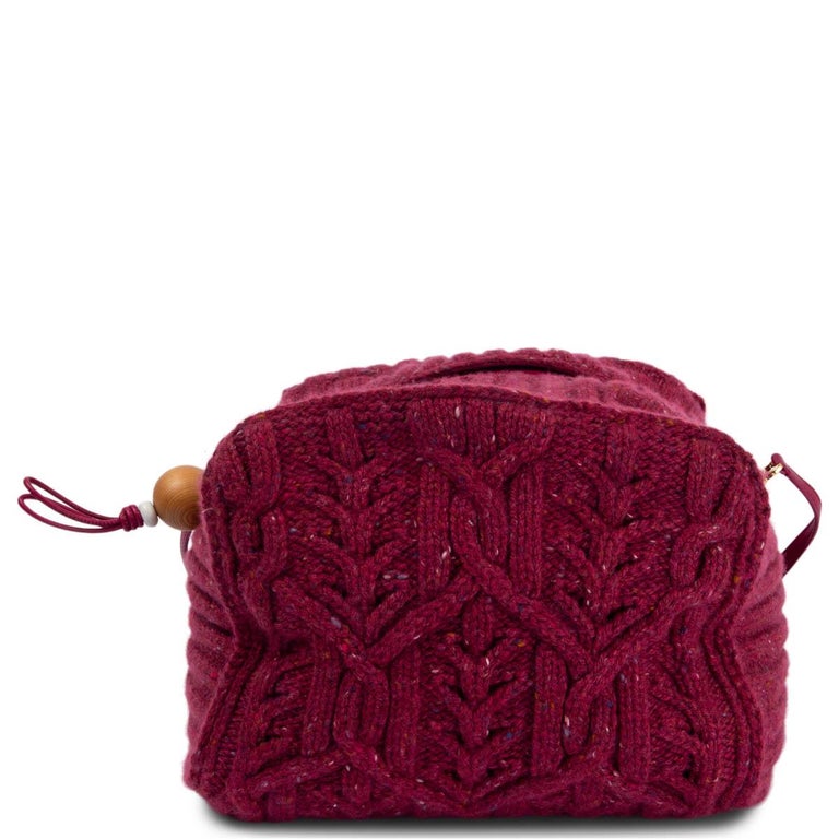 LORO PIANA raspberry pink cashmere PUFFY KNIT POUCH Clutch Bag For Sale at  1stDibs
