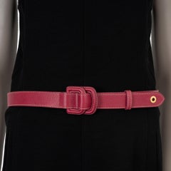 LORO PIANA raspberry pink leather DOUBLE BUCKLE Belt 85