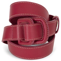 Cintura LORO Piana in pelle rosa lampone con doppia fibbia 85