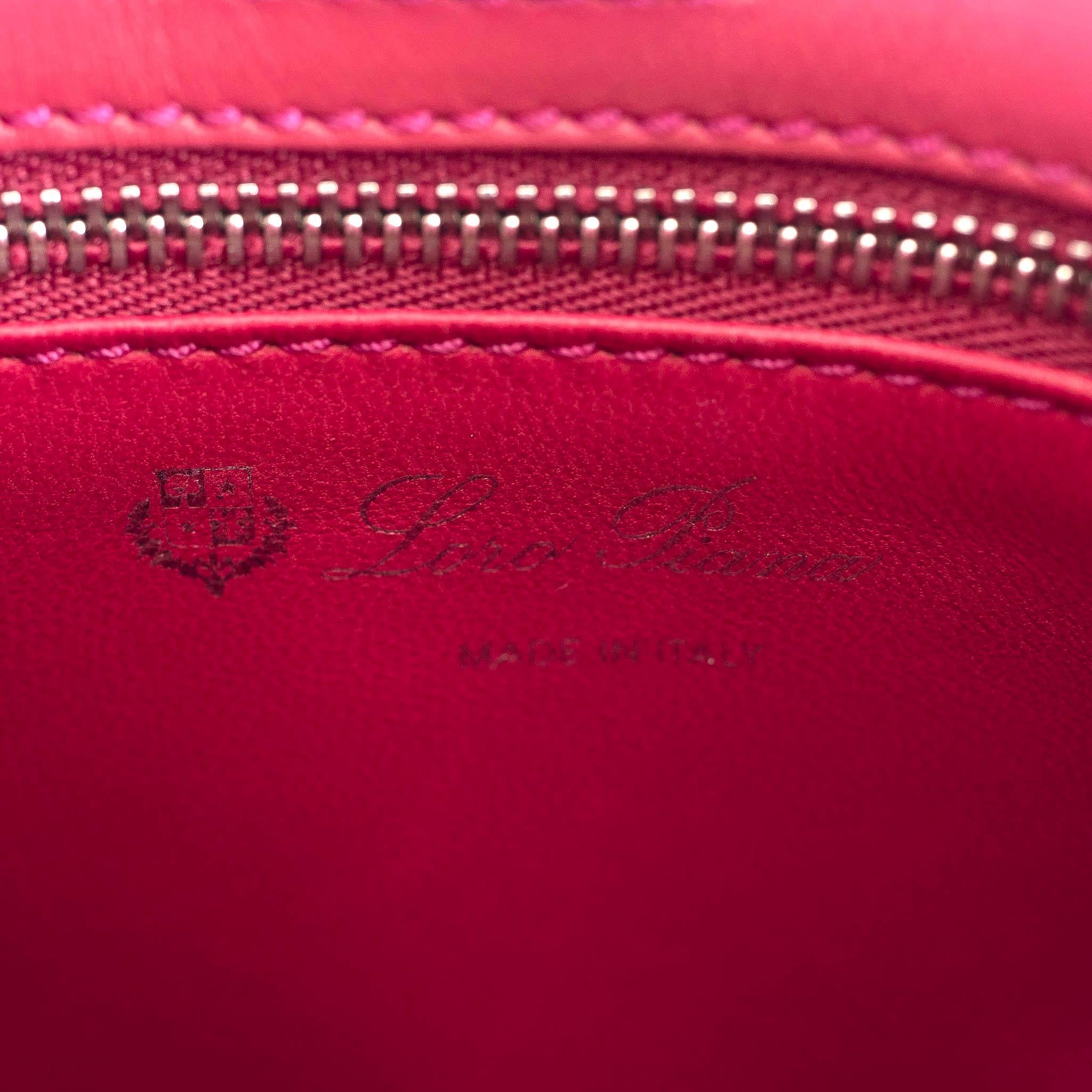 LORO PIANA raspberry pink leather FLEUR Crossbody Bag For Sale 2