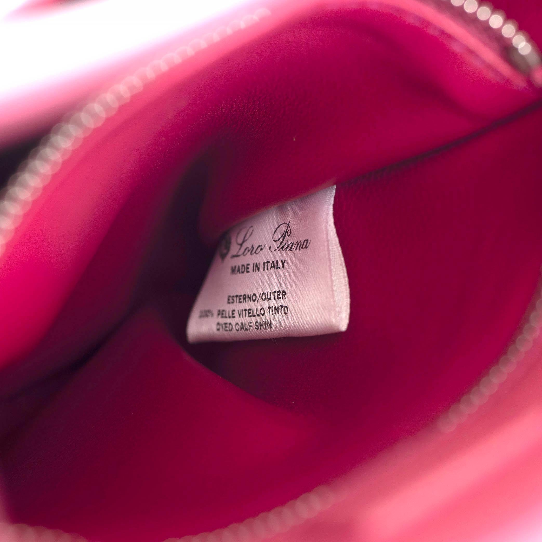 LORO PIANA raspberry pink leather FLEUR Crossbody Bag For Sale 3