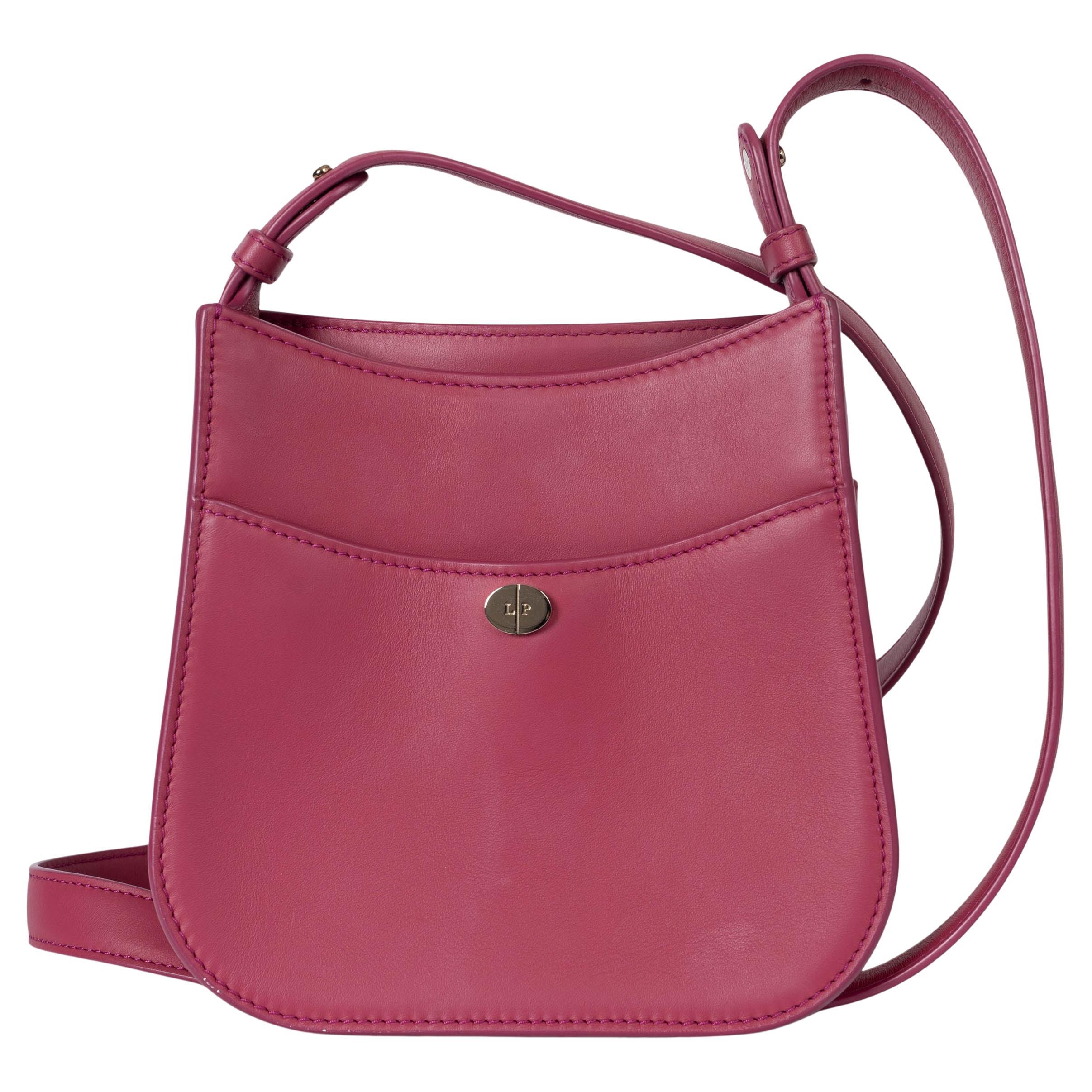 LORO PIANA raspberry pink leather FLEUR Crossbody Bag