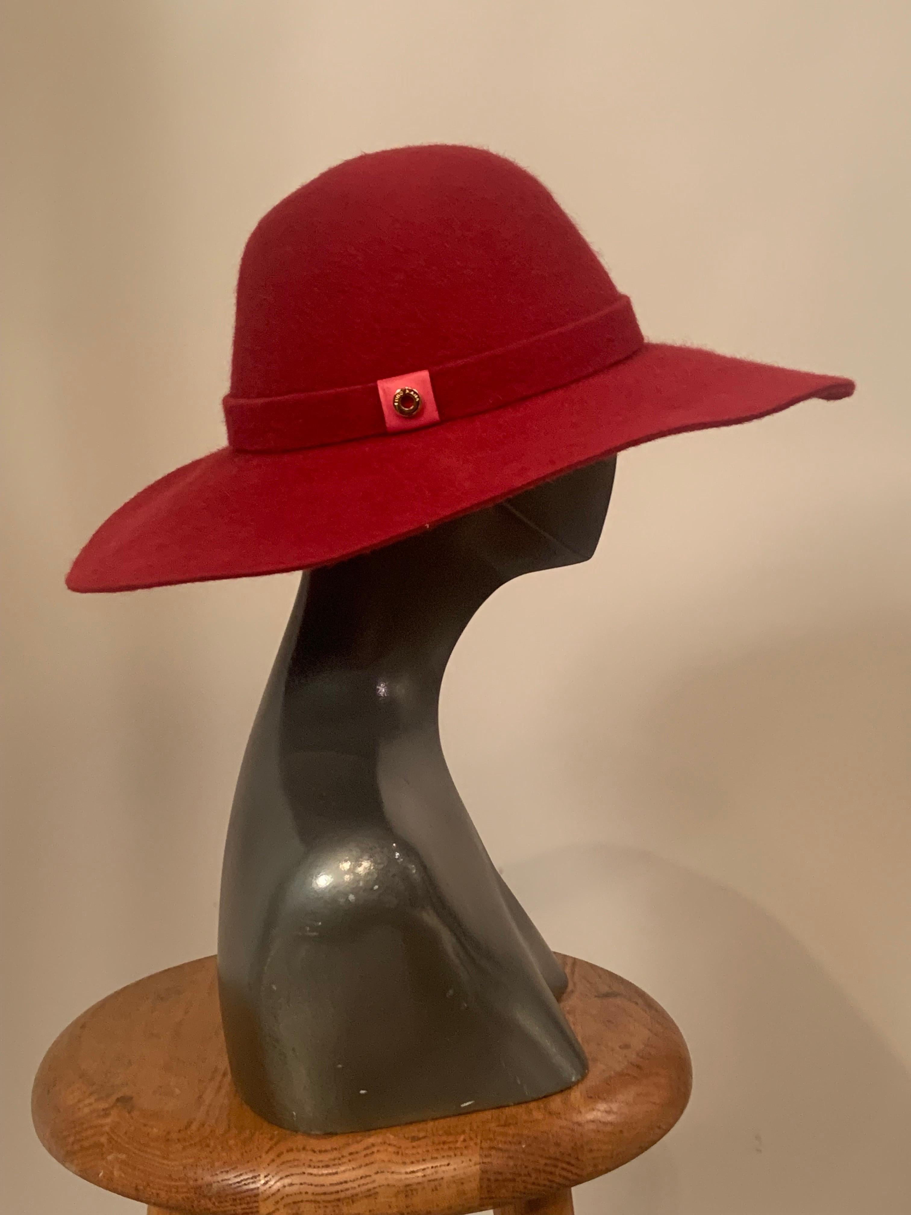 red wide brim hat