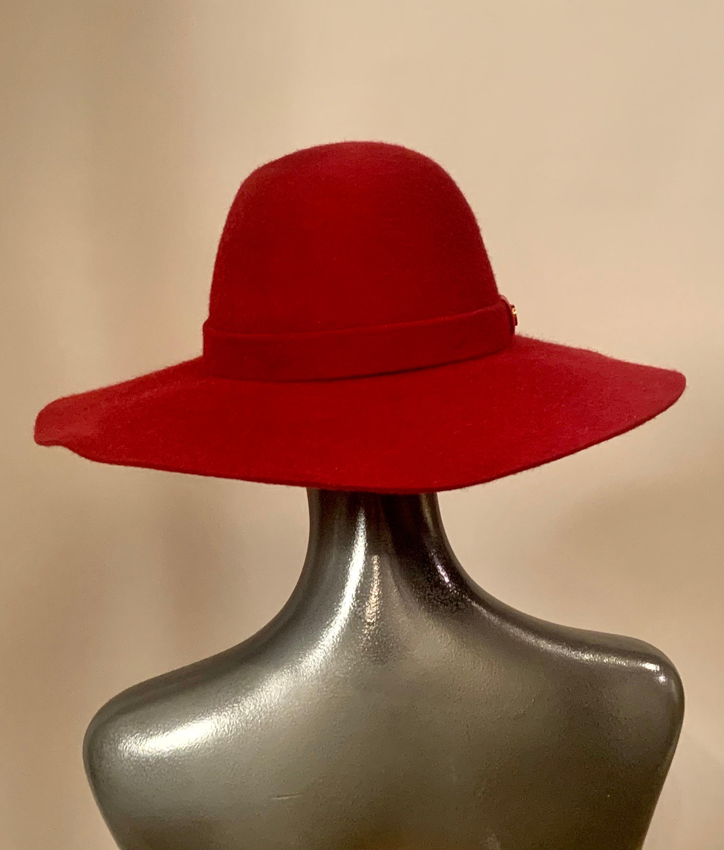 Women's Loro Piana Raspberry Red Cashmere and Wool Blend Hat