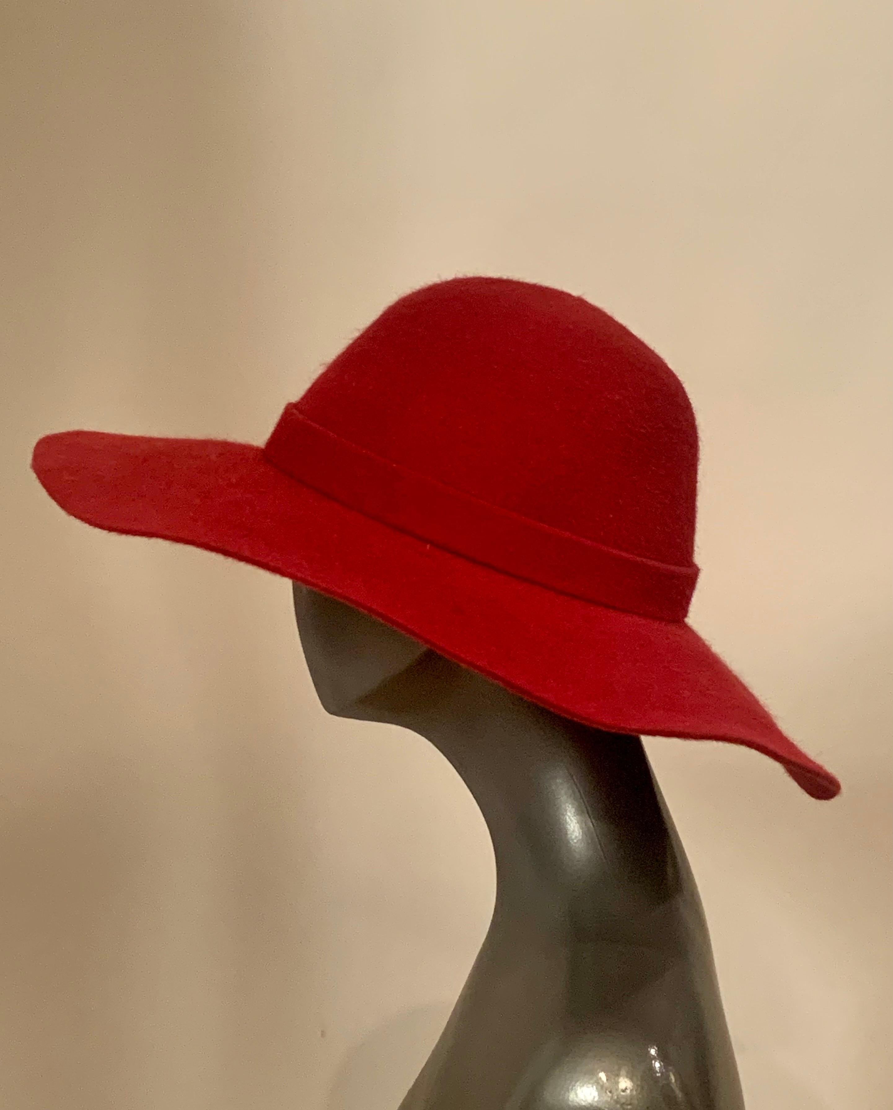 Loro Piana Raspberry Red Cashmere and Wool Blend Hat 1