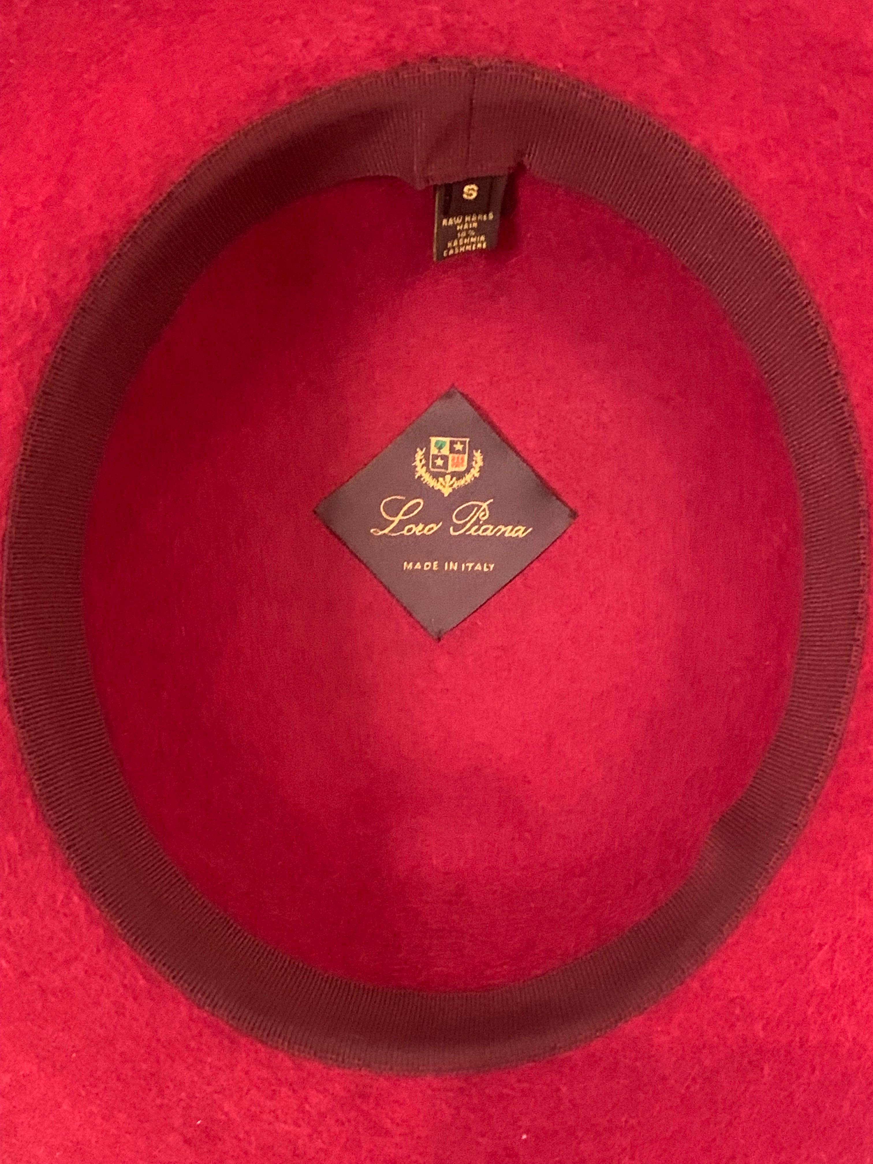 Loro Piana Raspberry Red Cashmere and Wool Blend Hat 2