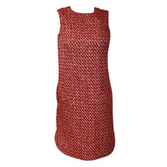 Loro Piana Red Cashmere and Tweed Shift Dress NWT Size 40