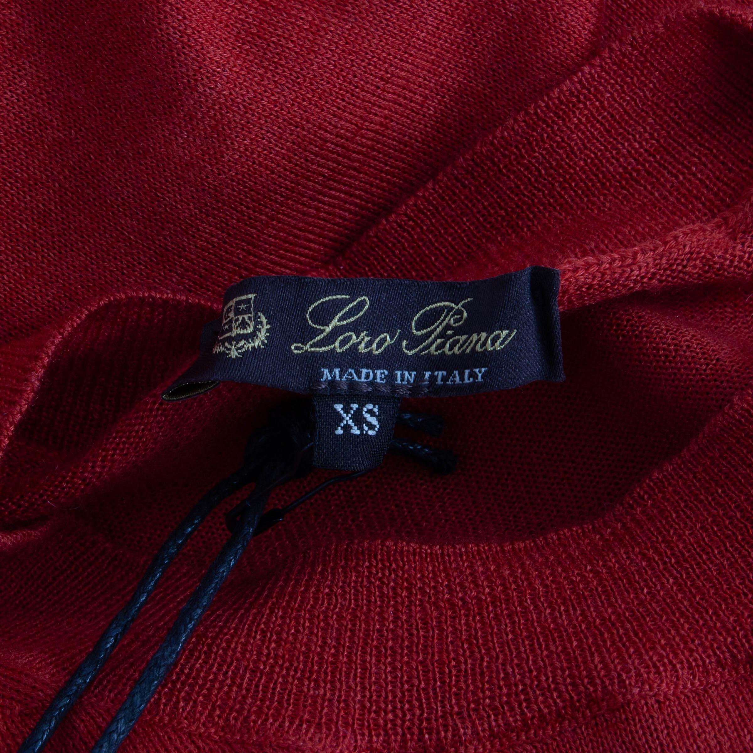 LORO PIANA red cashmere & silk Crewneck Sweater XS For Sale 2