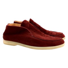 Loro Piana Red Open Walk Suede Loafers 44.5