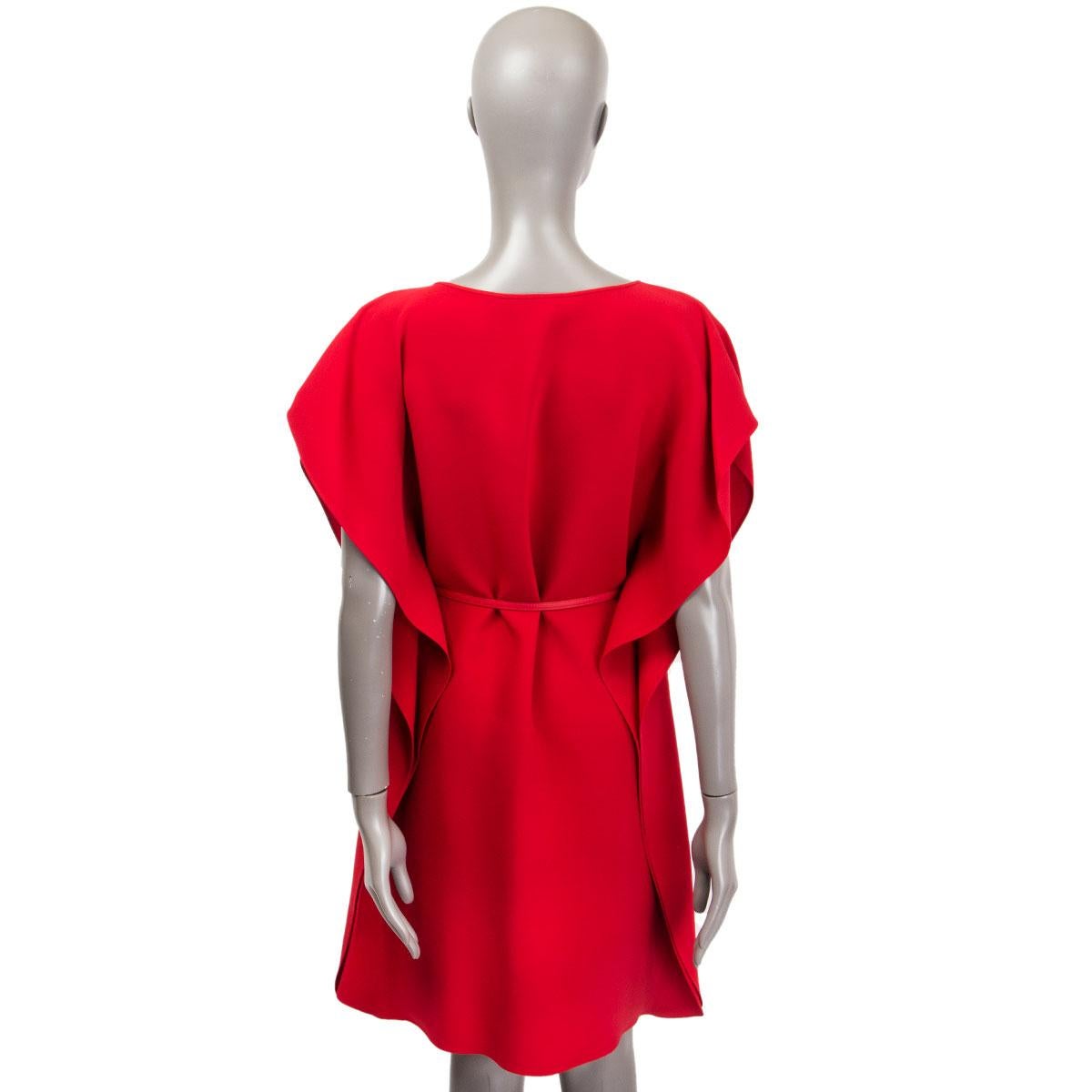 red silk shift dress