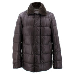 Loro Piana Reindeer Fur Collar Quilted Leather Jacket US 6