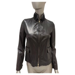 Loro Piana Reversible Black Leather Jacket IT 40 with Gold Zip Details Sz.40