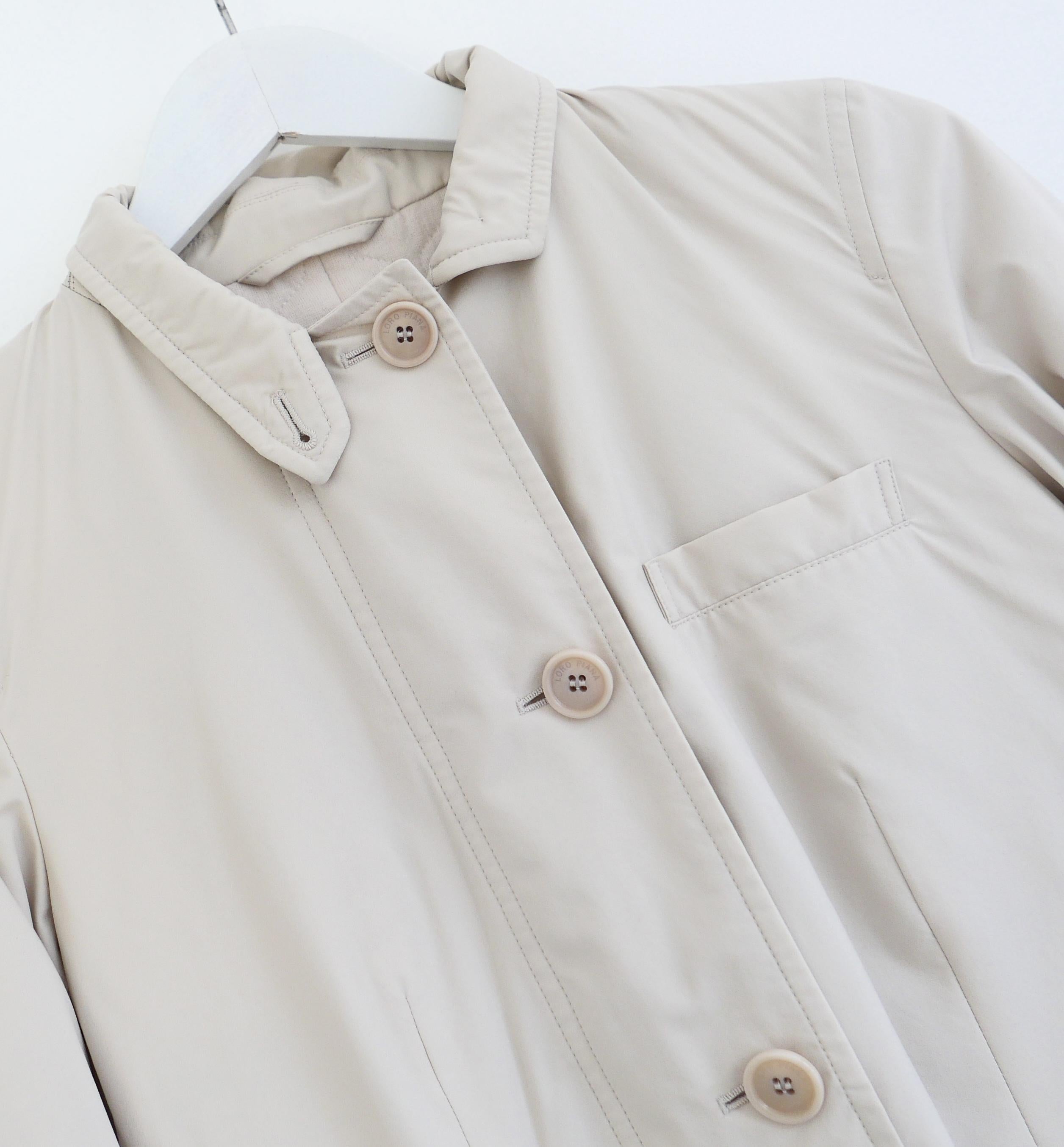 Beige Giacca a vento Loro Piana Roadster foderata in cashmere in vendita