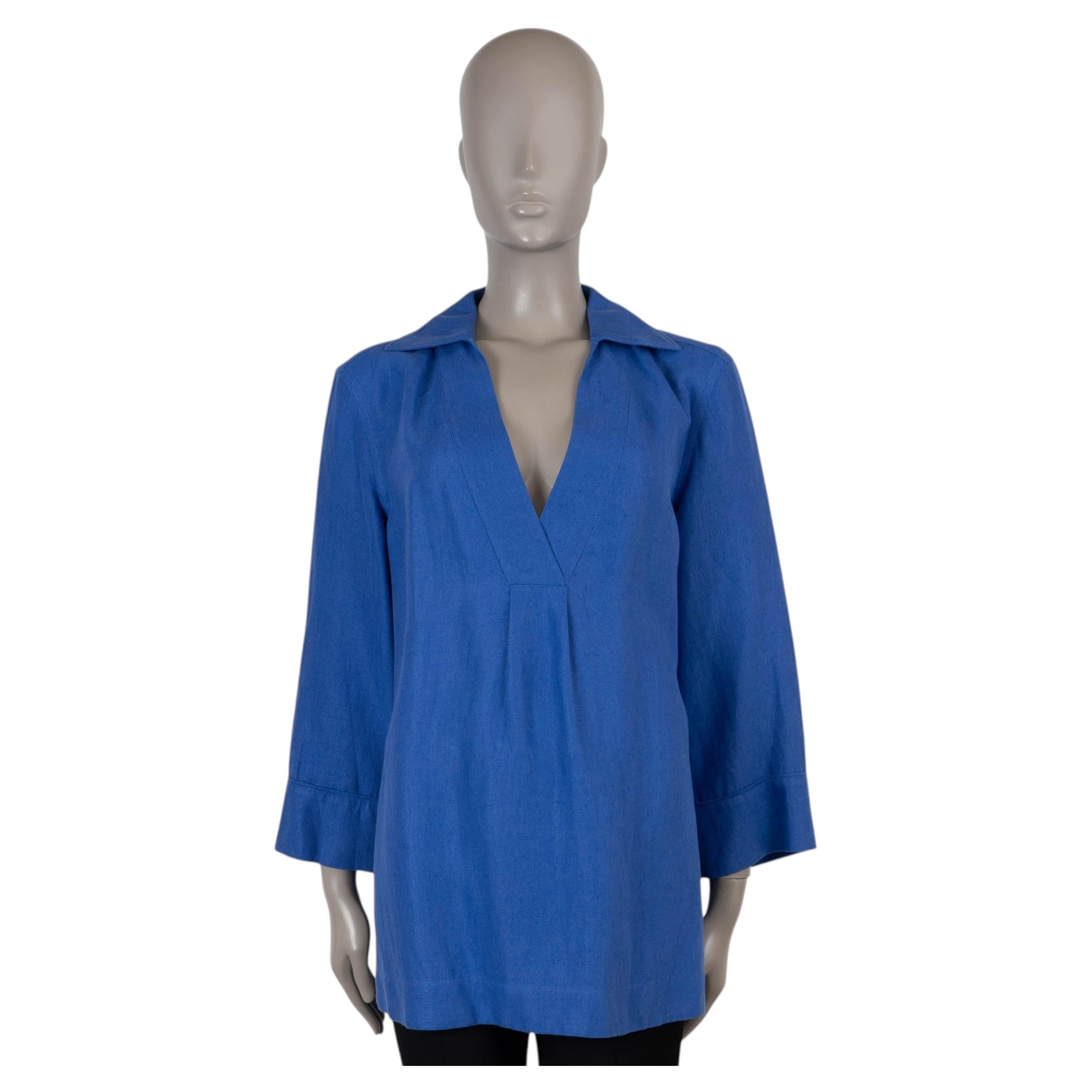 Camisa Loro Piana SERENA TUNIC de lino azul real 2023, talla 44 L