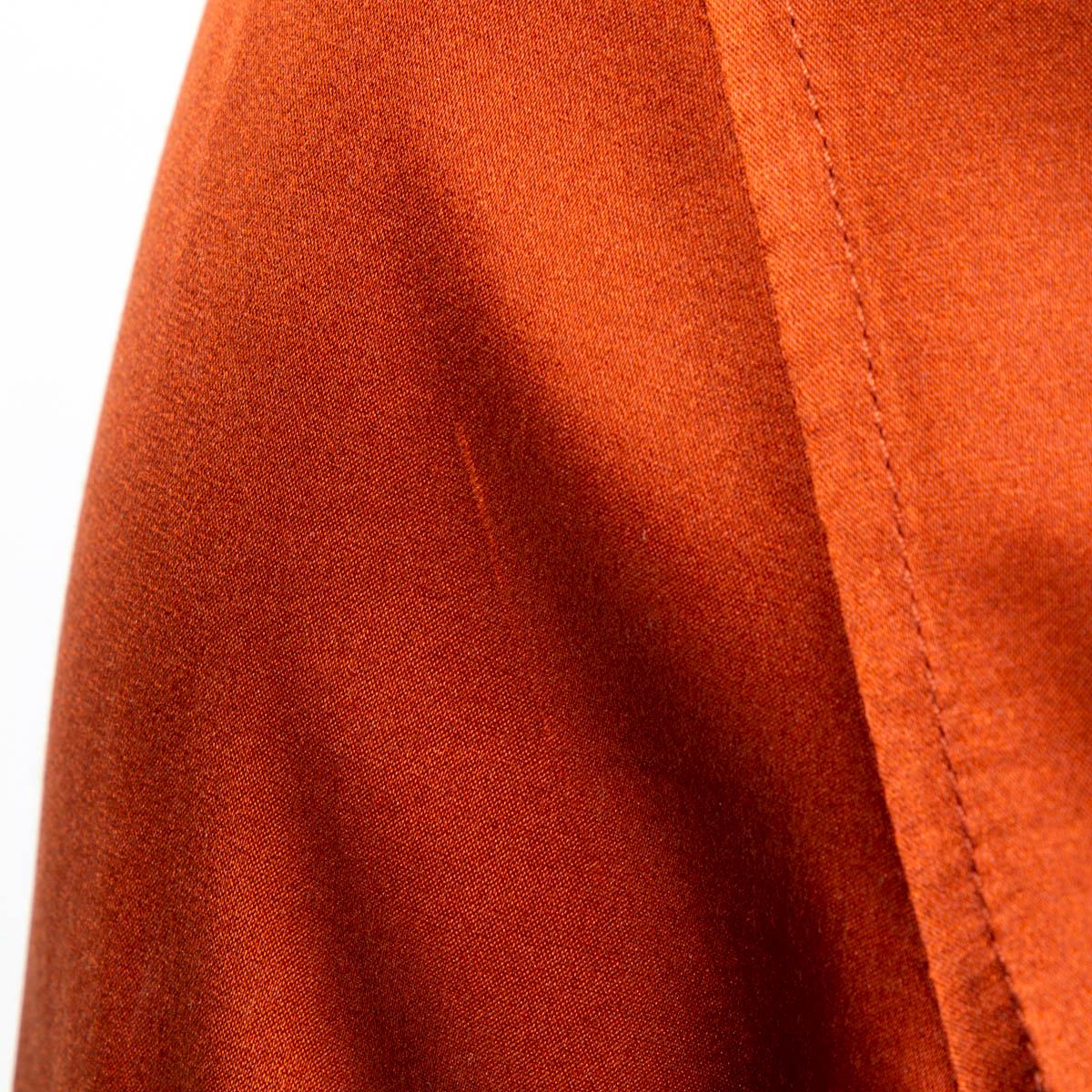 LORO PIANA rust silk SATIN Button-Up Shirt 40 S For Sale 1