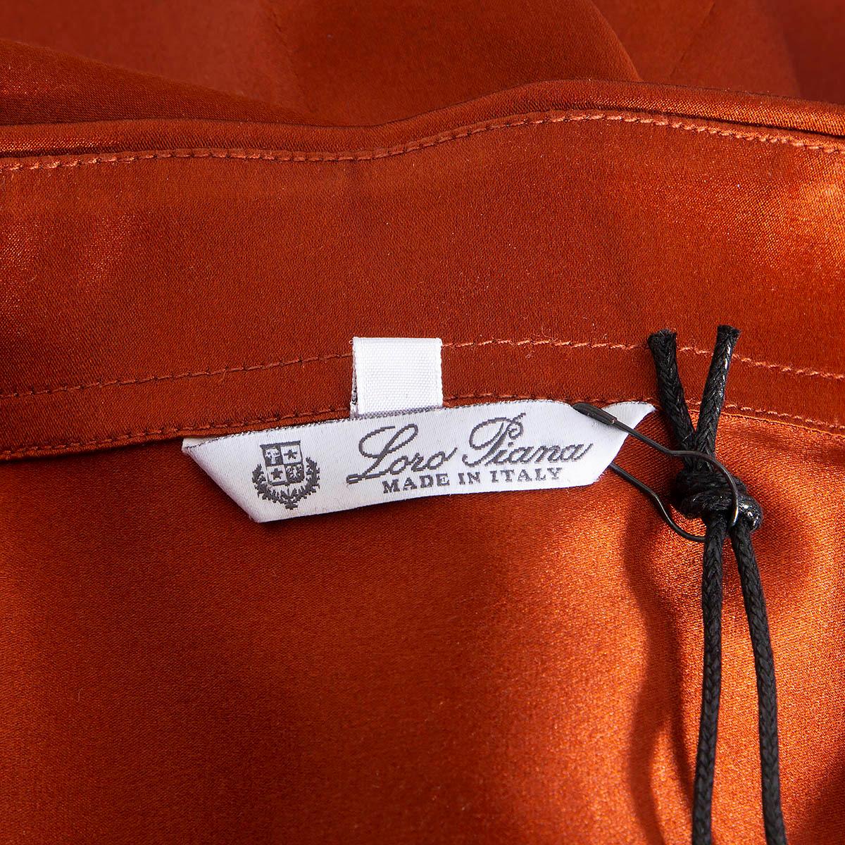 LORO PIANA rust silk SATIN Button-Up Shirt 40 S For Sale 2