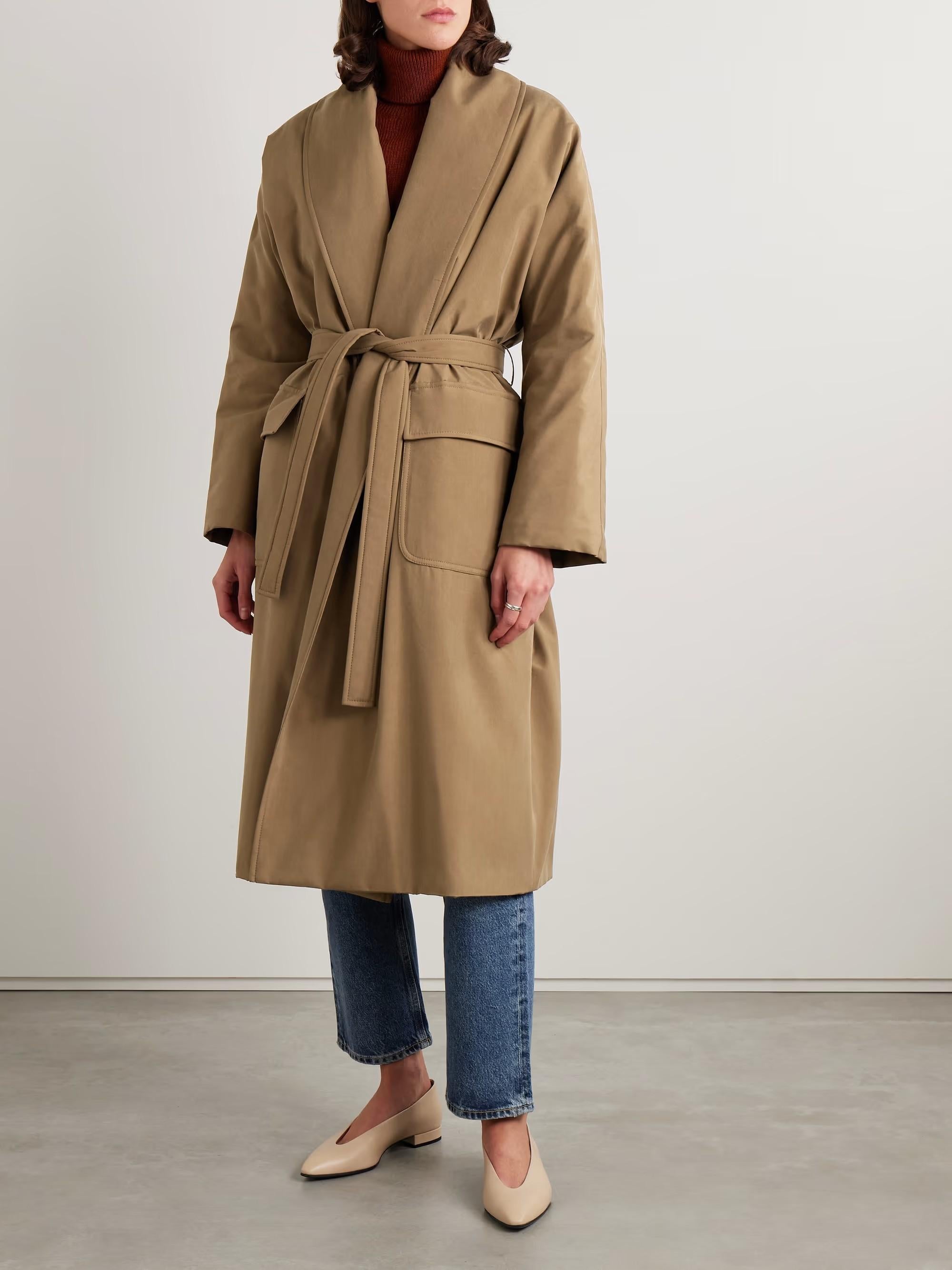 LORO PIANA Sage brown silk 2024 WIGHT OVERSIZED Coat Jacket S im Angebot 5