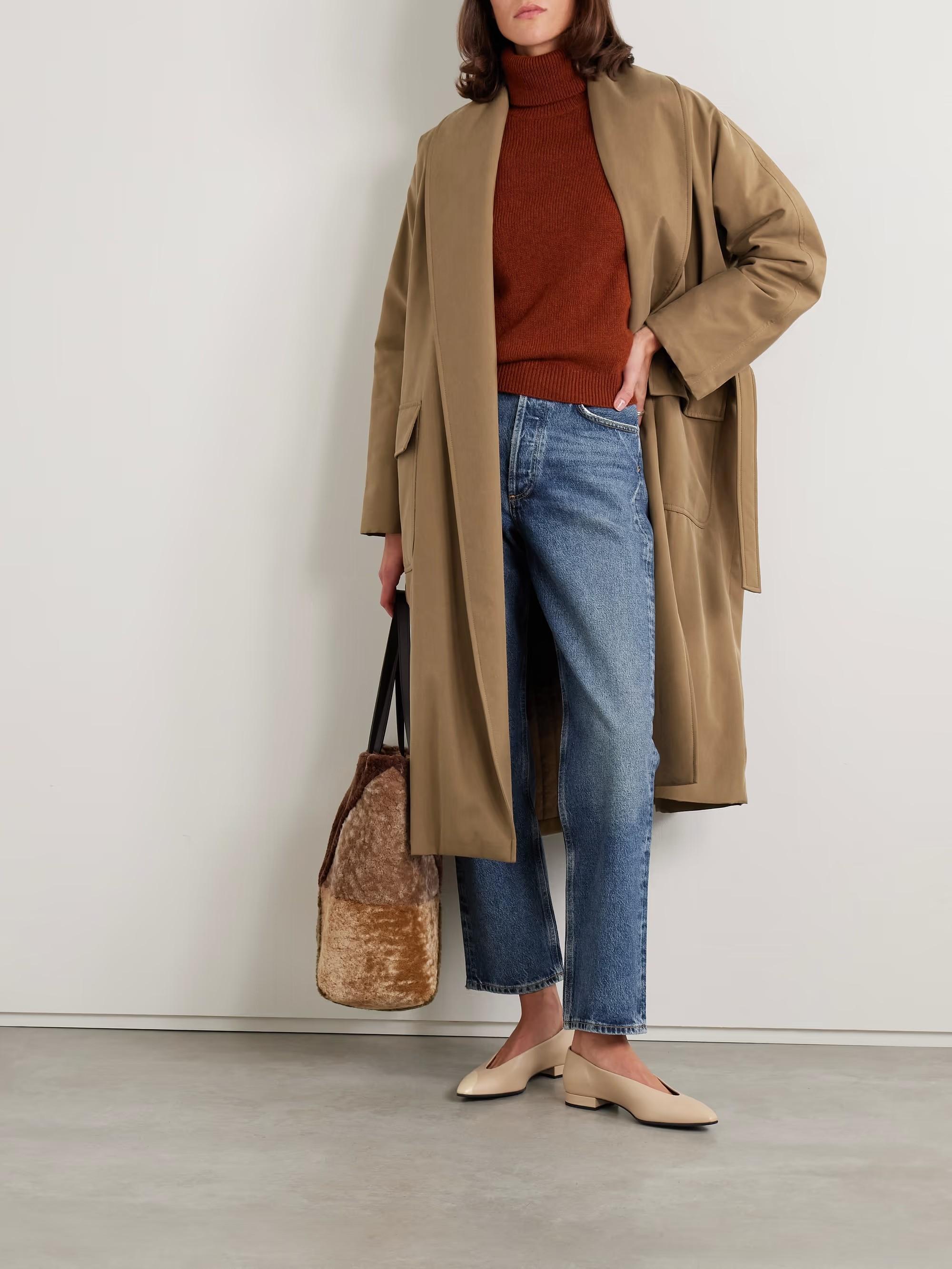 LORO PIANA Sage brown silk 2024 WIGHT OVERSIZED Coat Jacket S im Angebot 6