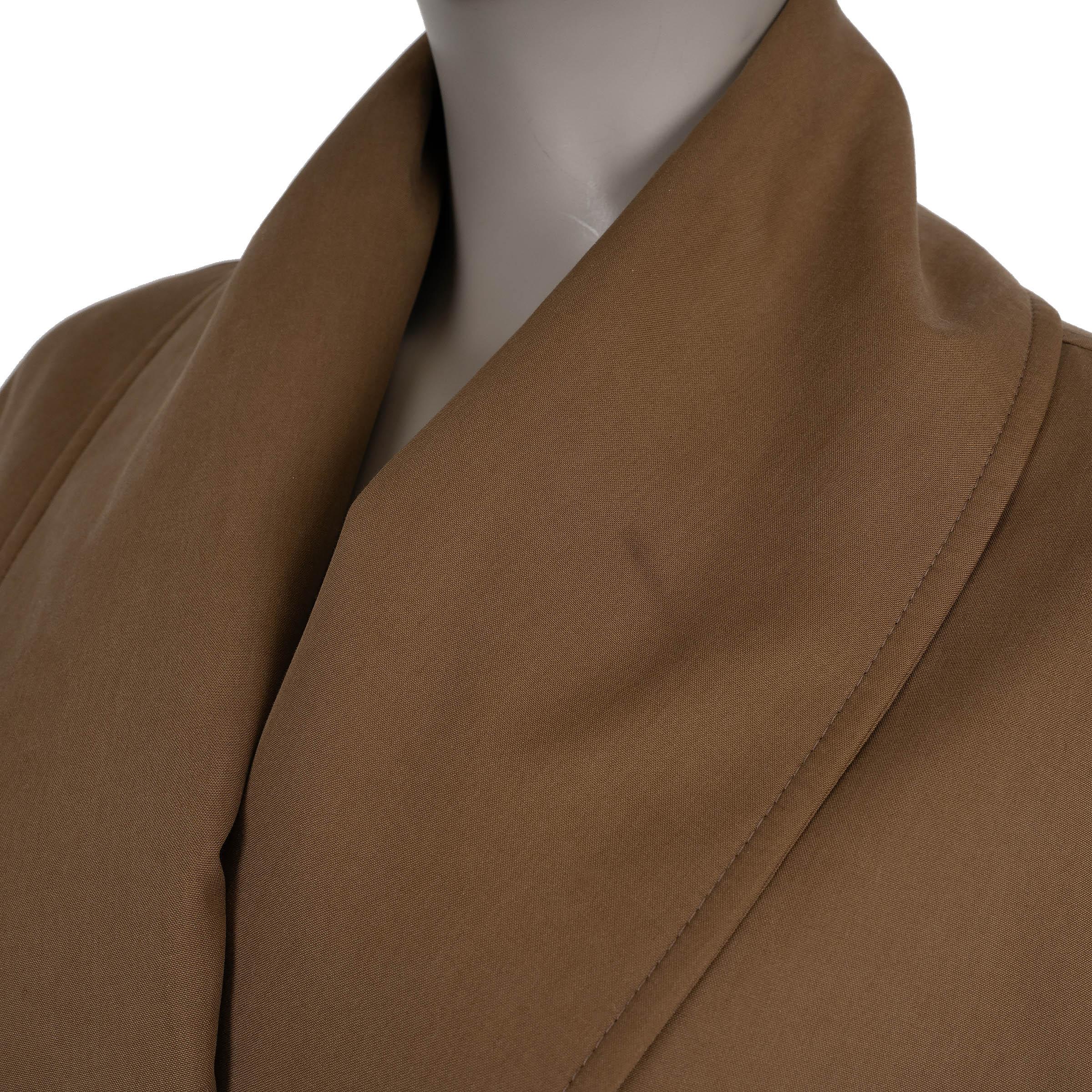LORO PIANA Sage brown silk 2024 WIGHT OVERSIZED Coat Jacket S Damen im Angebot