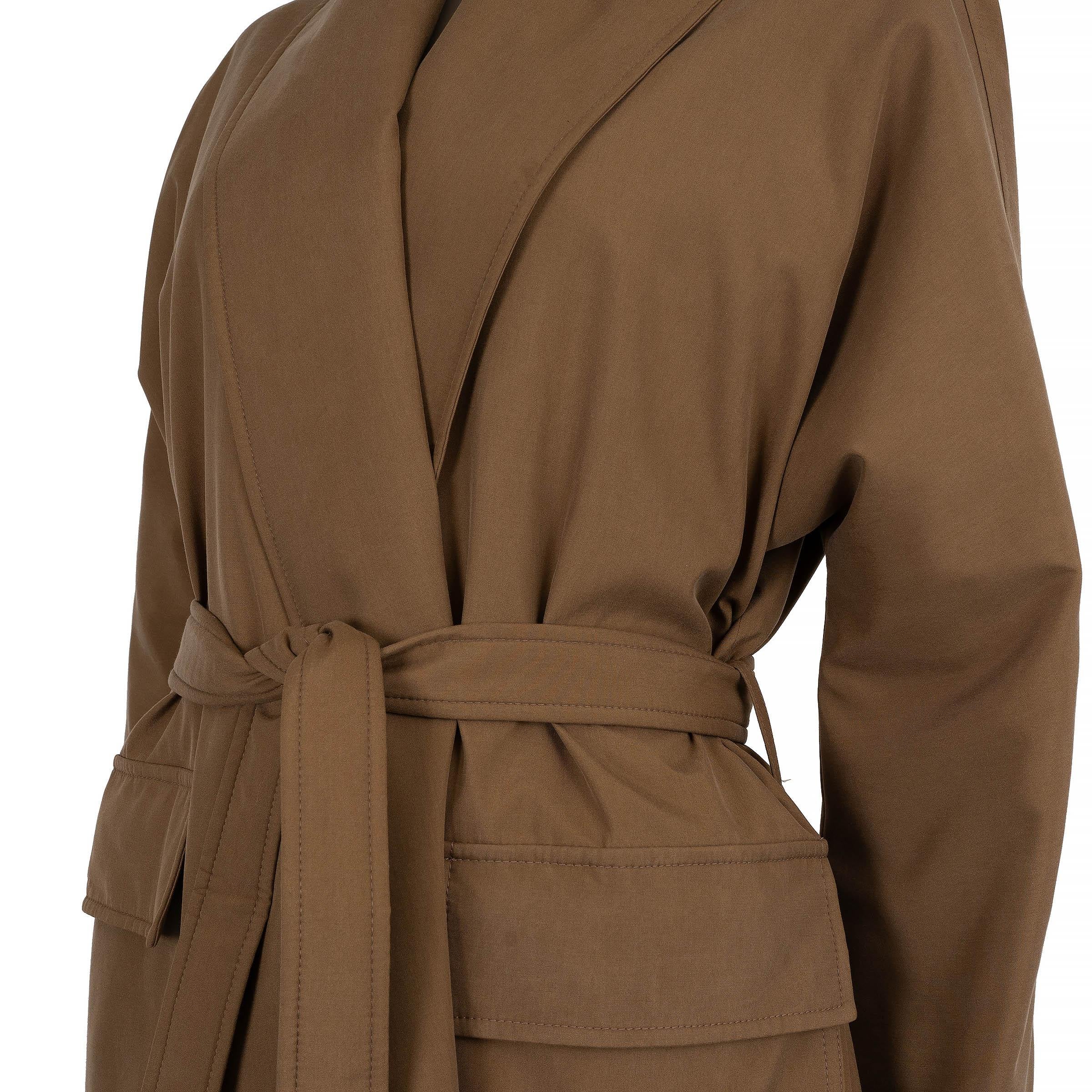 LORO PIANA Sage brown silk 2024 WIGHT OVERSIZED Coat Jacket S im Angebot 1