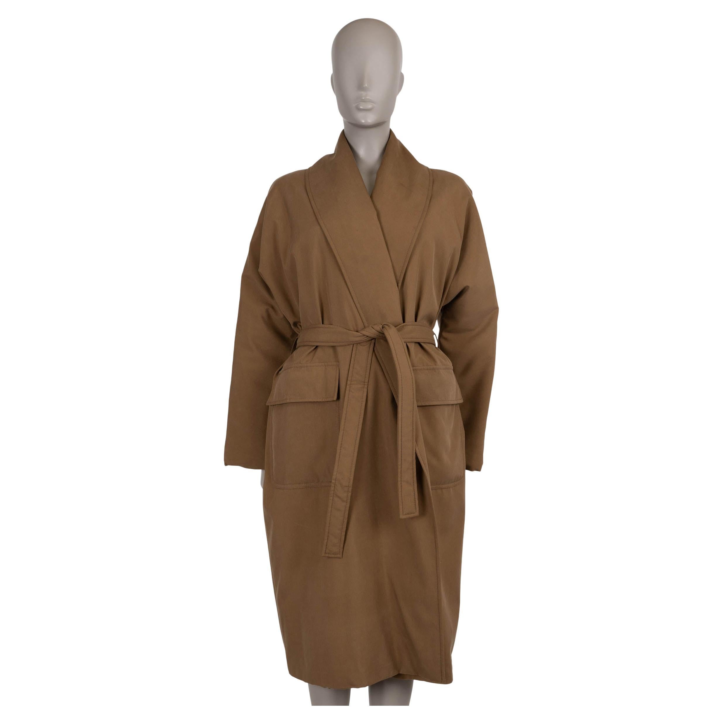 LORO PIANA Sage brown silk 2024 WIGHT OVERSIZED Coat Jacket S im Angebot