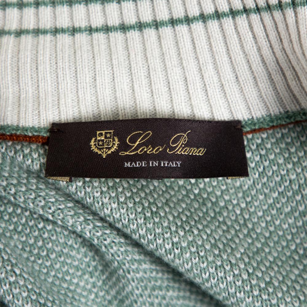 Gray Loro Piana Sage Green Cashmere Turtleneck Sweater L