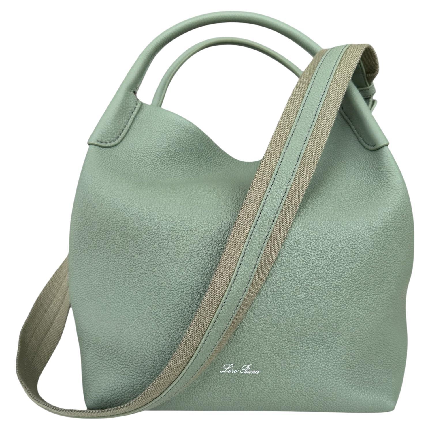 Loro Piana in pelle di vitello a grana verde Greene & Greene Borsa Hobo grande con tracolla