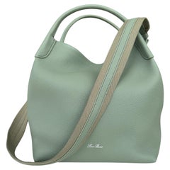 Loro Piana Sage Green Grained Calfskin Leather Large Bale Hobo Bag w/ Strap