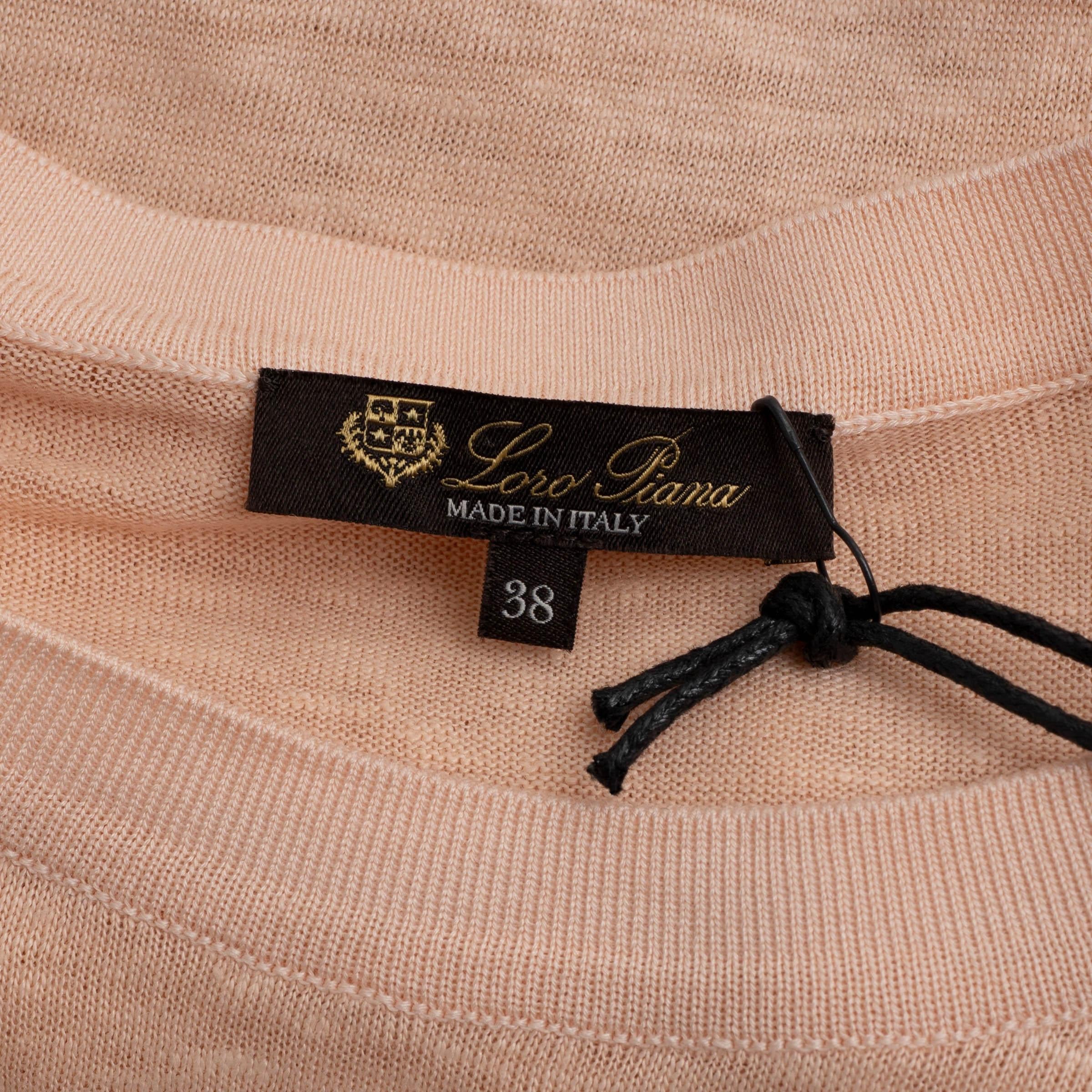 LORO Piana rosa salmone in lino GARGANO Camicia 38 XS in vendita 1