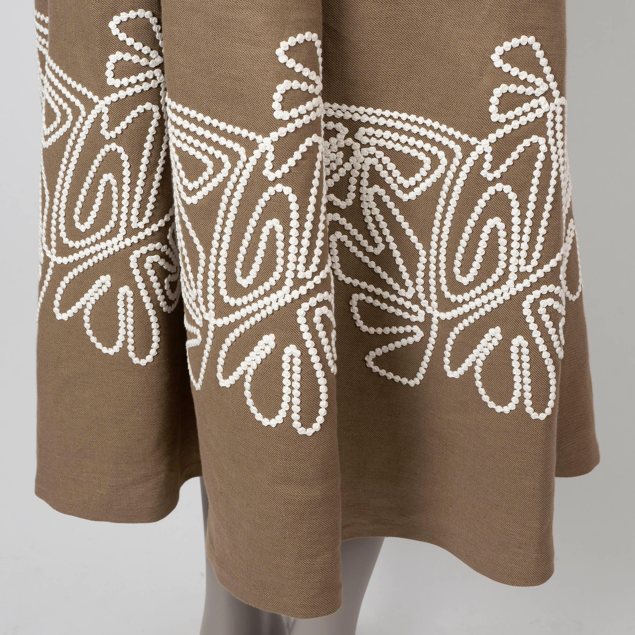 Women's LORO PIANA sand beige linen 2021 DOLLY PLEATED MIDI Skirt XL For Sale