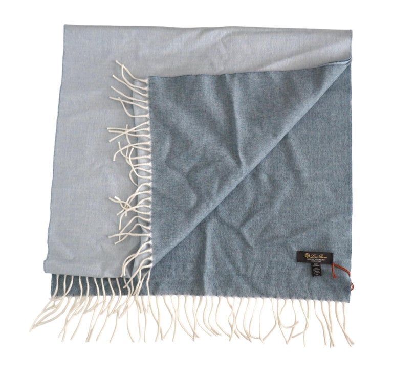 Loro Piana Sciarpa Blue Two-tone Cashmere Scarf at 1stDibs