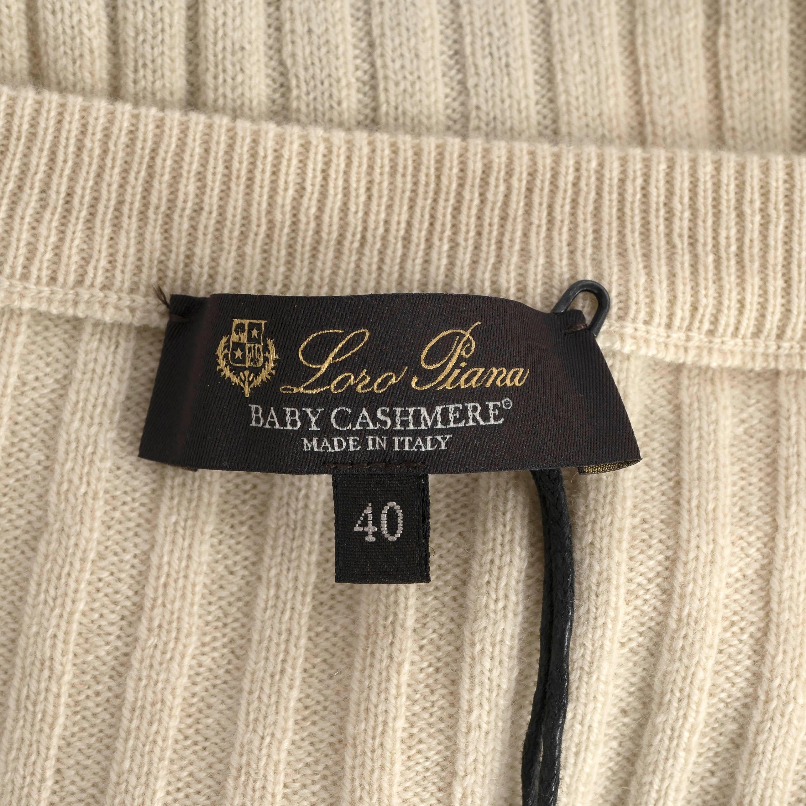 LORO PIANA Cardigan beige cachemire à beurre de Shea Butter 2024 LAGO SIRIO 40 S en vente 1