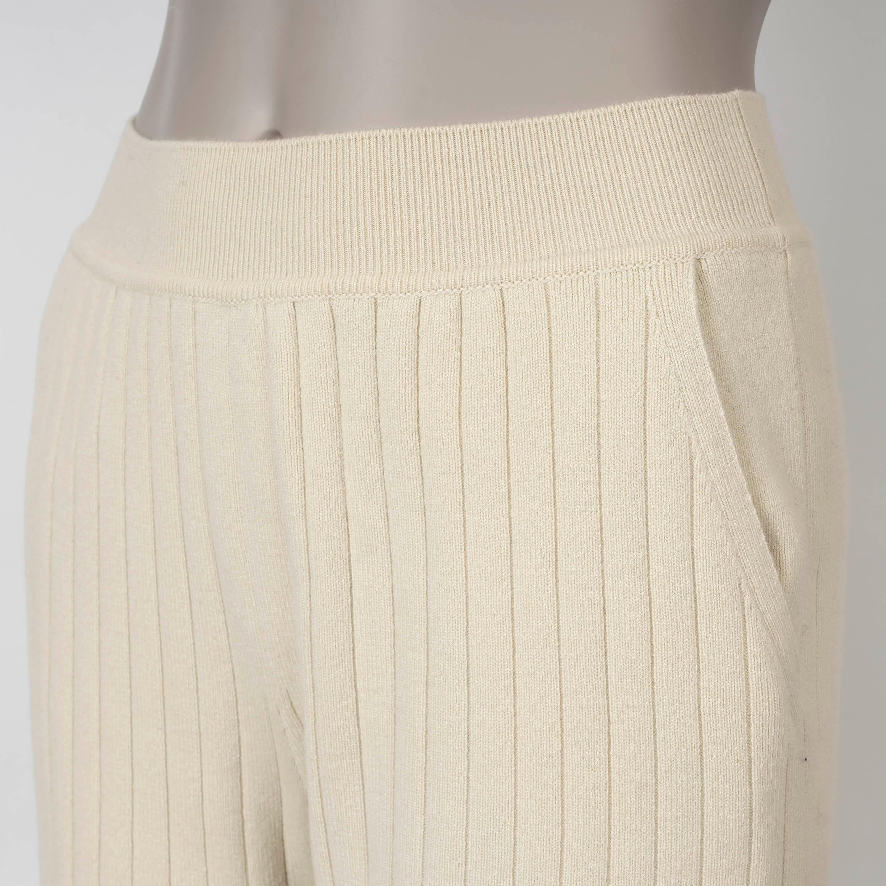 LORO PIANA Shea Butter beige cashmere 2024 LAGO SIRIO KNIT Pants 38 XS In Excellent Condition For Sale In Zürich, CH