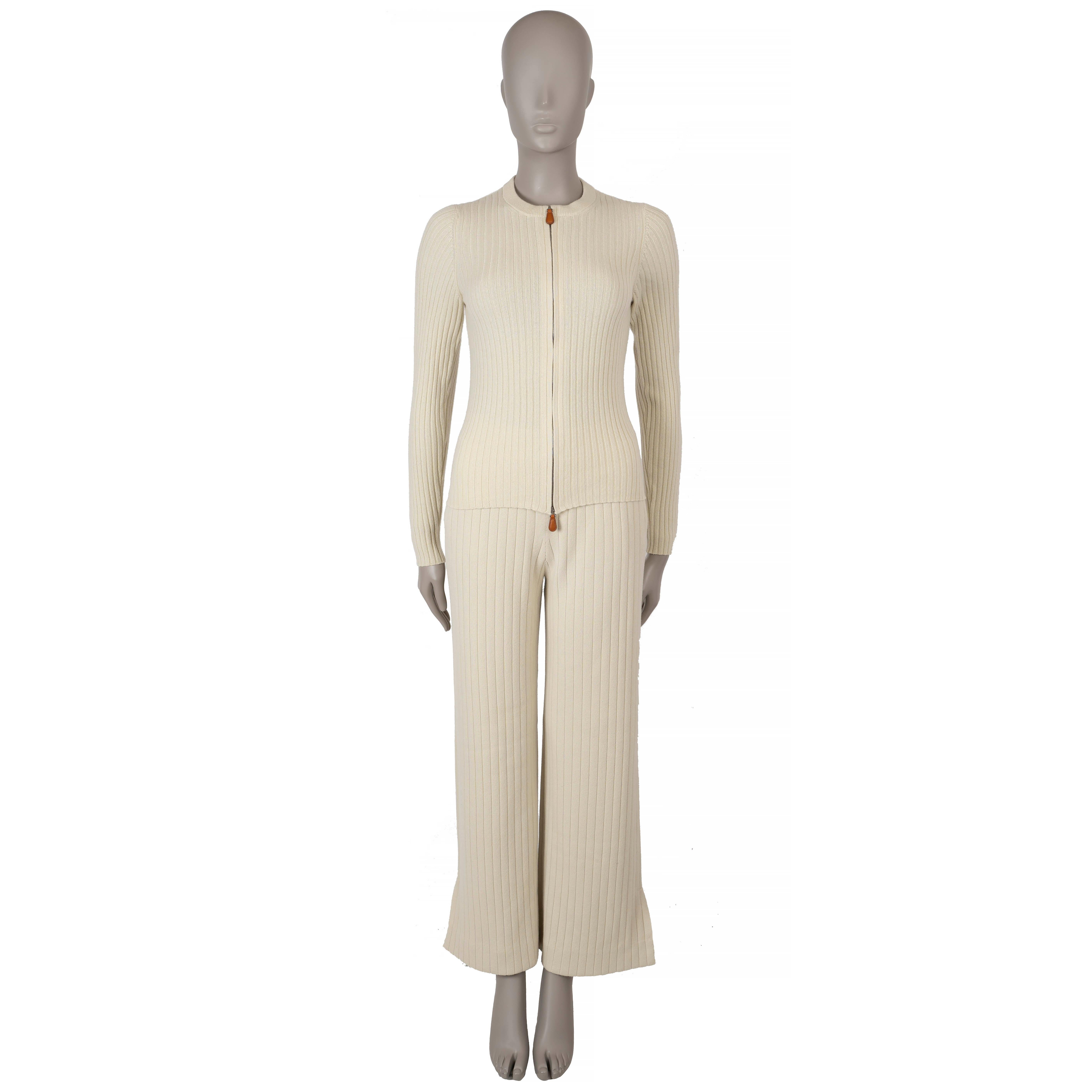 LORO PIANA Shea Butter beige cashmere 2024 LAGO SIRIO KNIT Pants 38 XS For Sale 1