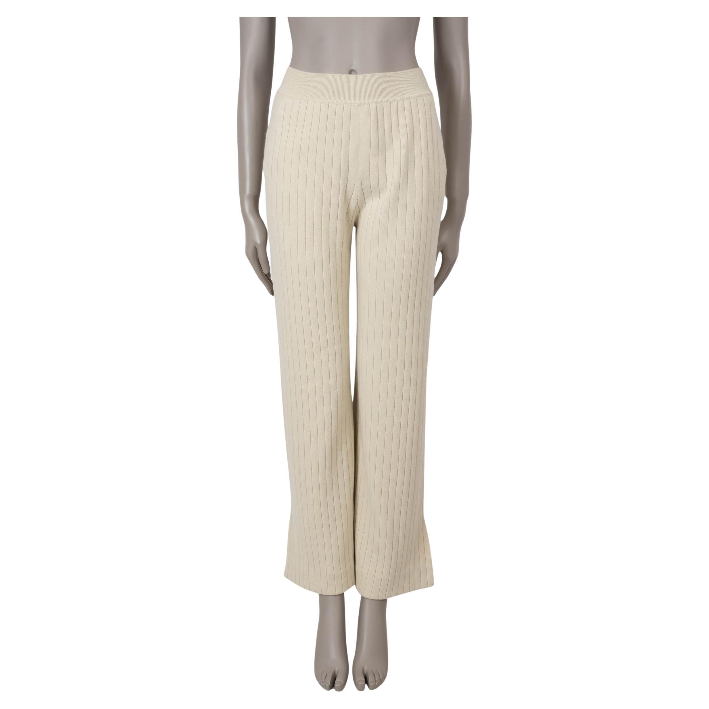LORO PIANA Shea Butter beige cashmere 2024 LAGO SIRIO KNIT Pants 38 XS For Sale