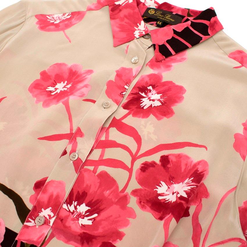 Loro Piana Silk Floral Print Belted Shirt Dress - Size US 8 1