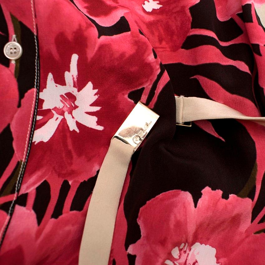Loro Piana Silk Floral Print Belted Shirt Dress - Size US 8 3