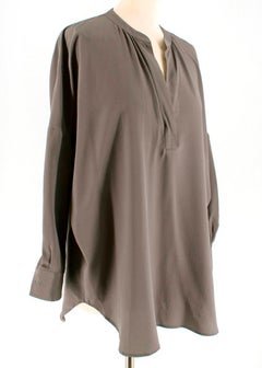Loro Piana Silk Grey Long Sleeve Blouse M 44