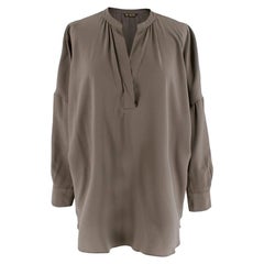 Loro Piana Silk Grey Long Sleeve Blouse M 44