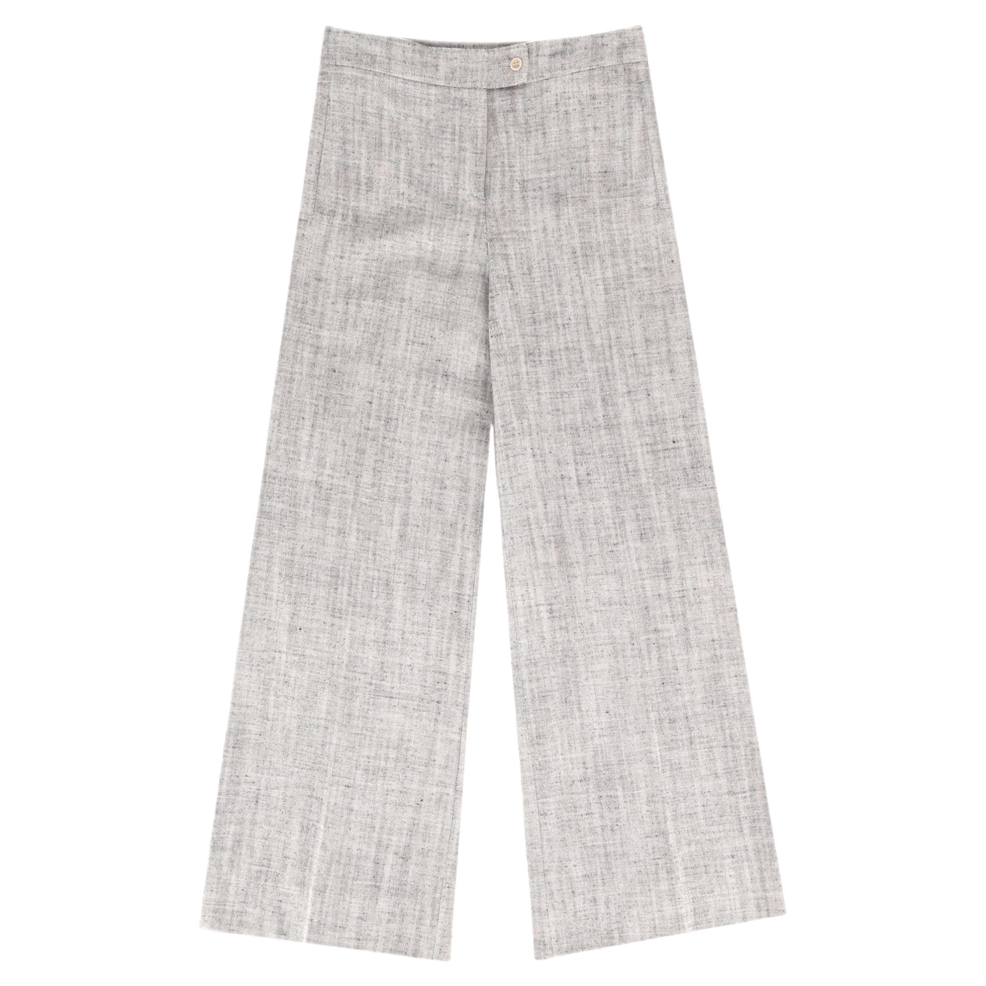 Loro Piana Pantalon à jambes larges en soie et lin mélangés