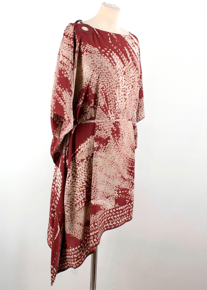 Brown Loro Piana Silk Printed Kaftan Dress US 8 For Sale