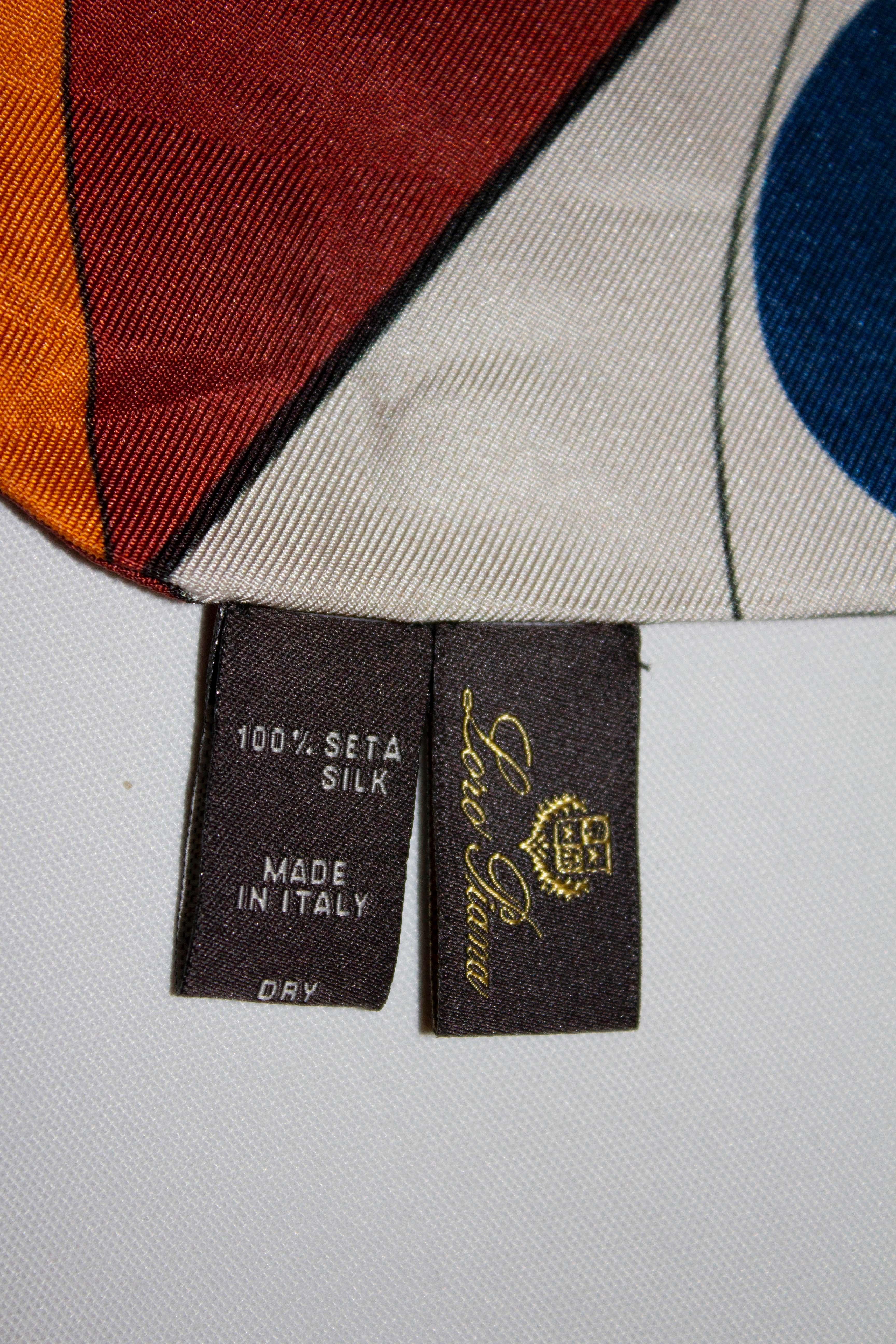Women's or Men's Loro Piana Silk Scarf in Orange, Blue , Brown , White and Grey For Sale