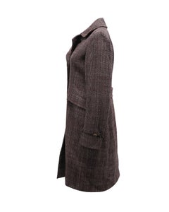 Loro Piana Single-Breasted Long Coat in Brown Wool
