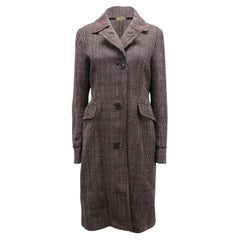 Loro Piana Single-Breasted Long Coat in Brown Wool