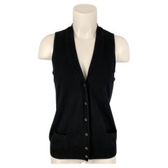 LORO PIANA Size 10 Black Cashmere Buttoned Vest