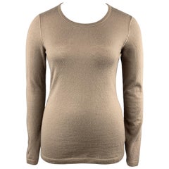 LORO PIANA Size 10 Taupe Beige Sheer Cashmere Knit Long Sleeve Pullover