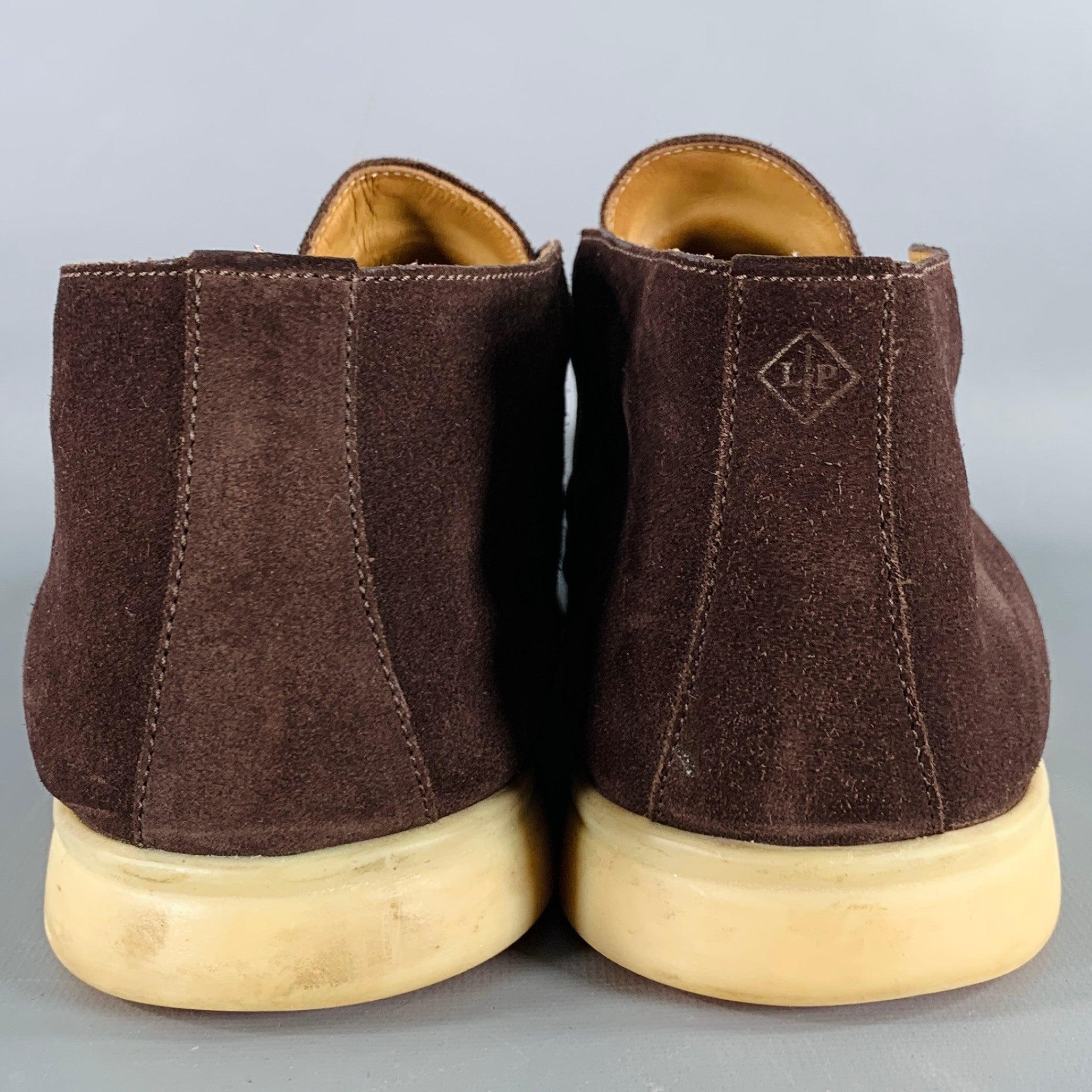 LORO PIANA Size 11.5 Open Walk Brown Suede Rubber Sole Chukka Boots In Excellent Condition In San Francisco, CA