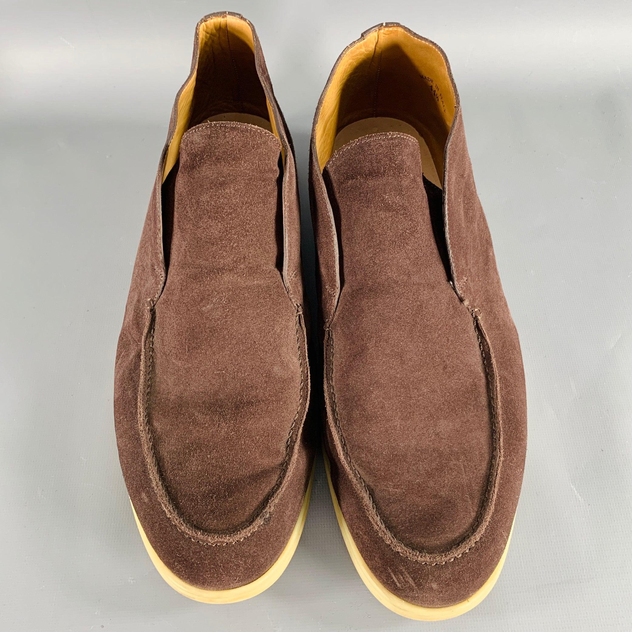 Men's LORO PIANA Size 11.5 Open Walk Brown Suede Rubber Sole Chukka Boots