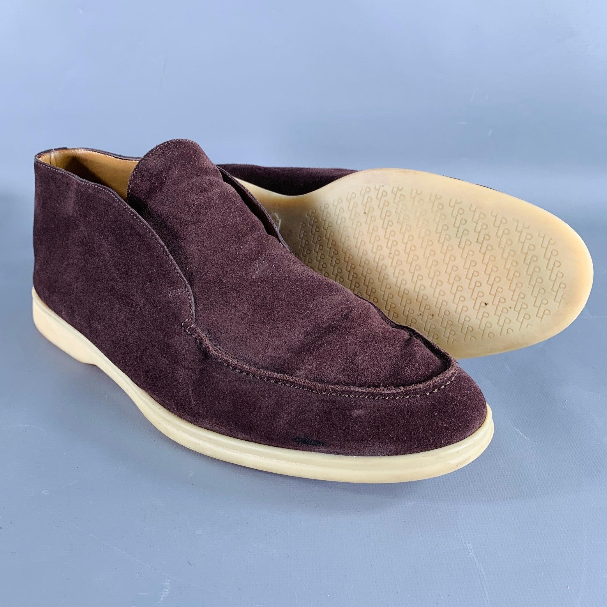 LORO PIANA Size 11.5 Open Walk Brown Suede Rubber Sole Chukka Boots 1